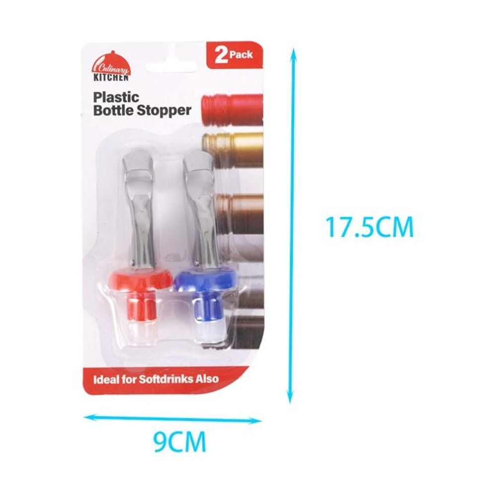 12x 2pc Braz Plastic Bottle Stoppers Drink Sealer Universal Fit Red/Blue