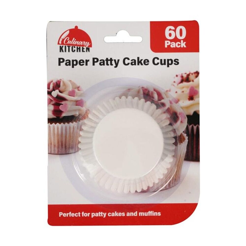 24x 60pc Culinary Kitchen Paper Patty Muffin Cupcake Cups Set White