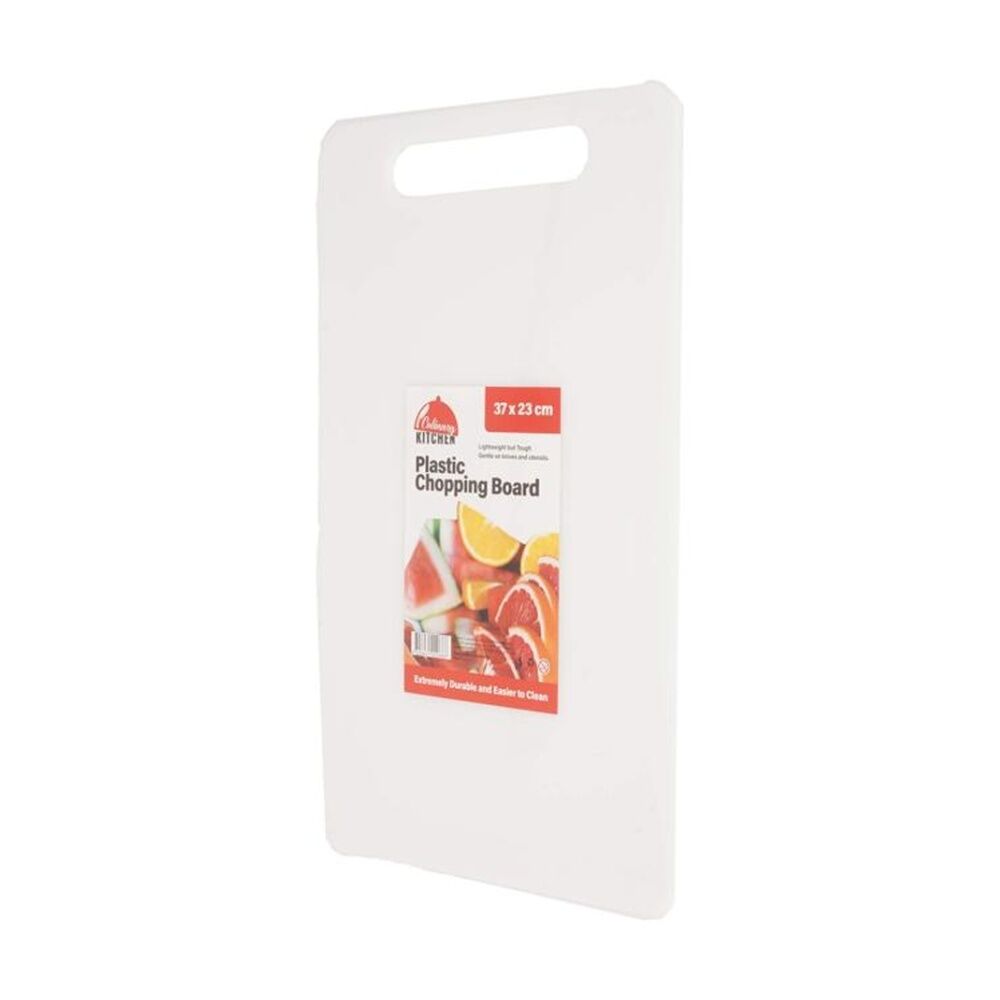 4PK Culinary Kitchen Plastic Rectangular Chopping Board 37x23cm White