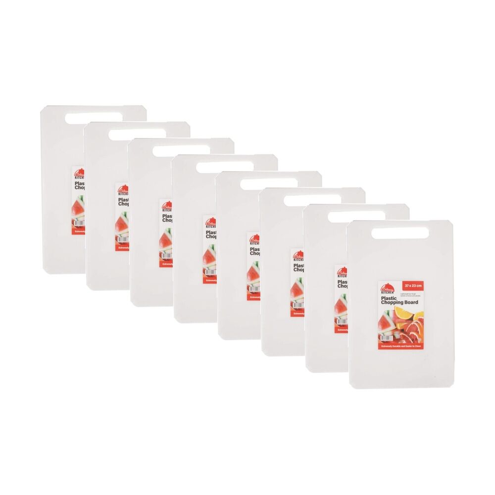 8PK Culinary Kitchen Plastic Rectangular Chopping Board 37x23cm White