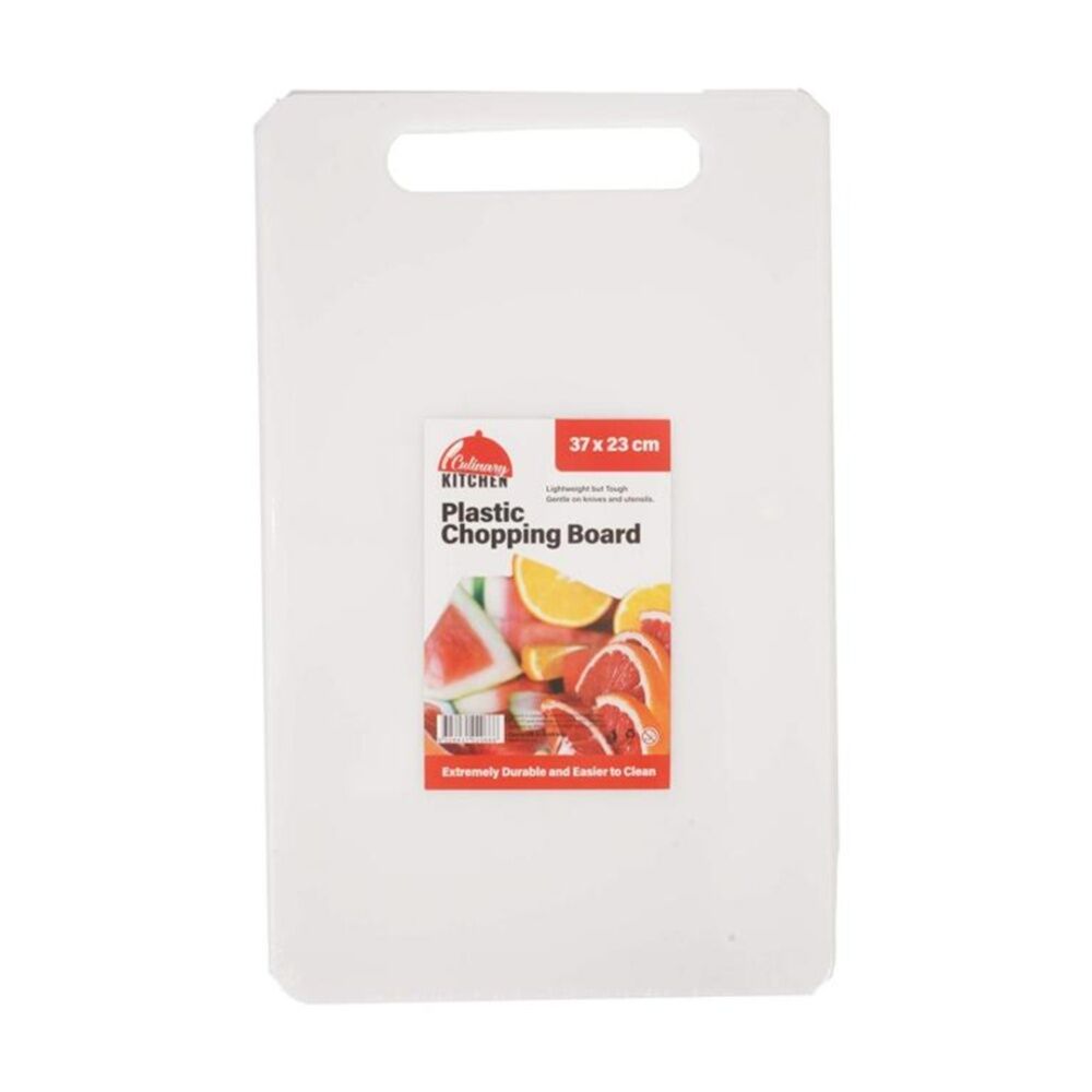 8PK Culinary Kitchen Plastic Rectangular Chopping Board 37x23cm White