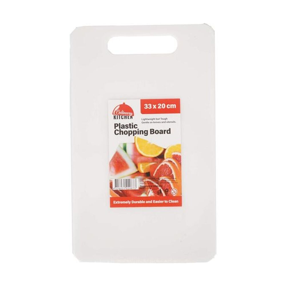 4PK Culinary Kitchen Plastic Rectangular Chopping Board 33x20cm White
