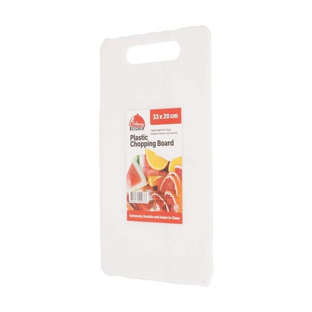 4PK Culinary Kitchen Plastic Rectangular Chopping Board 33x20cm White