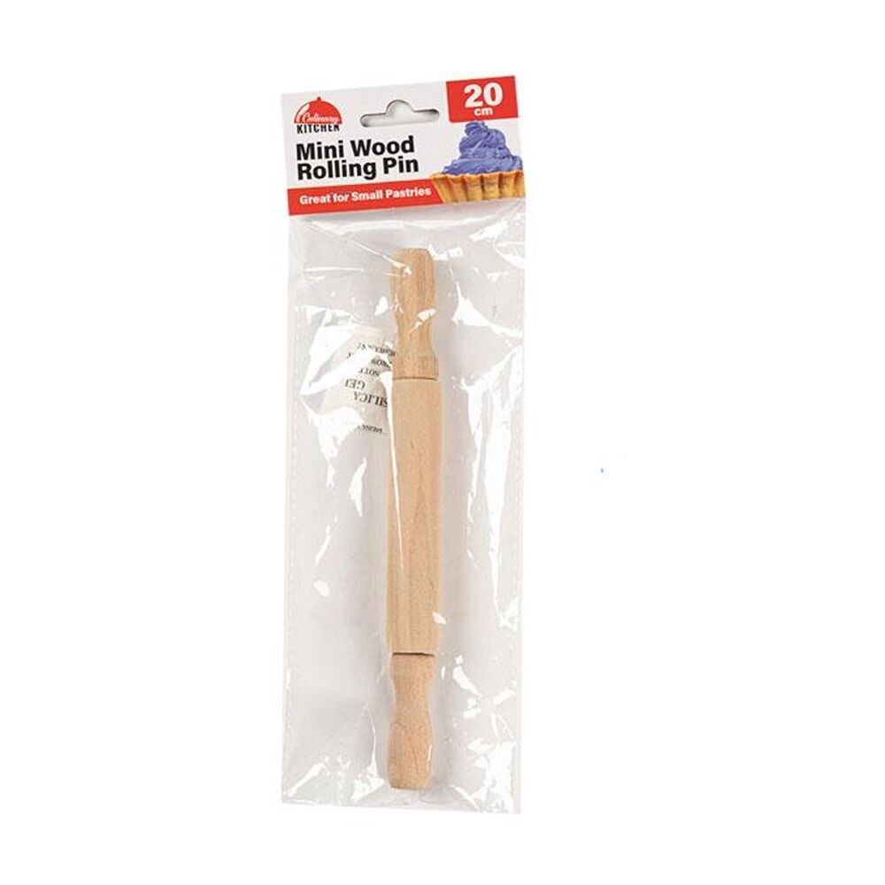 6PK Culinary Kitchen Wooden Rolling Pin W/ Handles Pastry Baking Tool 20cm