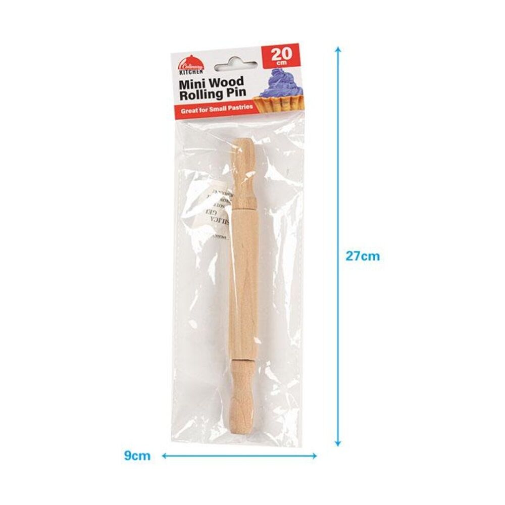6PK Culinary Kitchen Wooden Rolling Pin W/ Handles Pastry Baking Tool 20cm