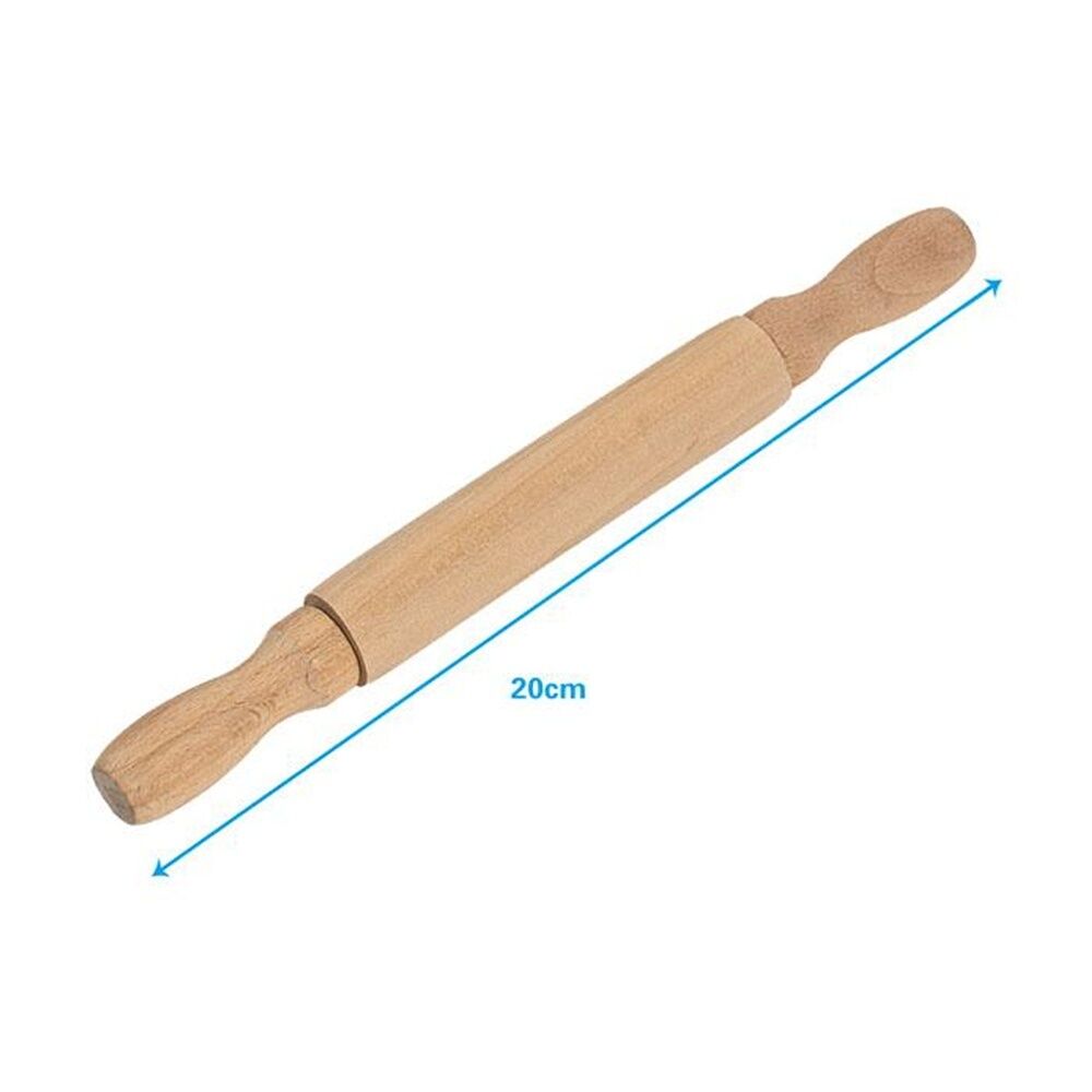 6PK Culinary Kitchen Wooden Rolling Pin W/ Handles Pastry Baking Tool 20cm