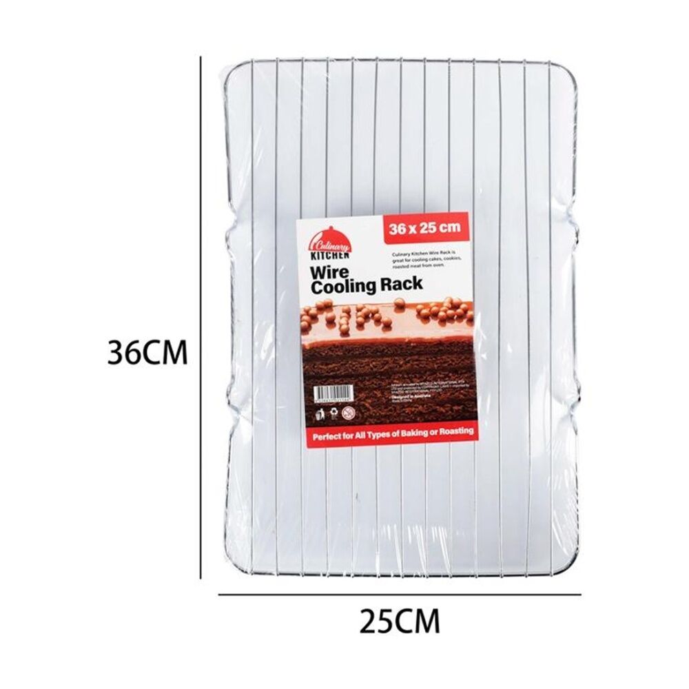 8PK Culinary Kitchen Rectangular Chrome Wire Cake Or Pot Cooling Rack 36x25cm