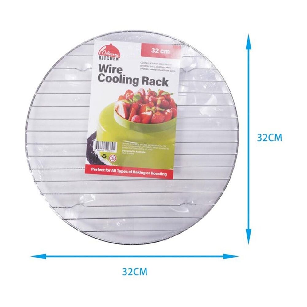 8PK Culinary Kitchen Round Chrome Wire Cake Or Pot Cooling Rack 32cm