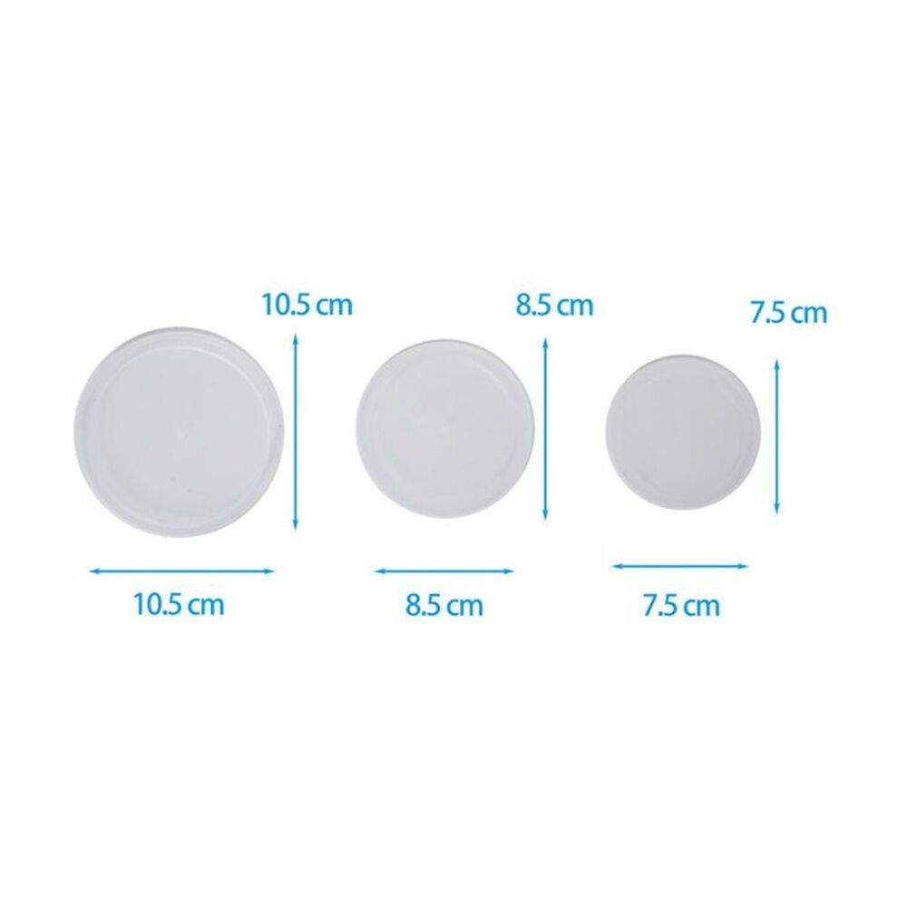 24x 3pc Culinary Kitchen Plastic Multi Sized Can Covers 7.5/8.5/10cm Clear