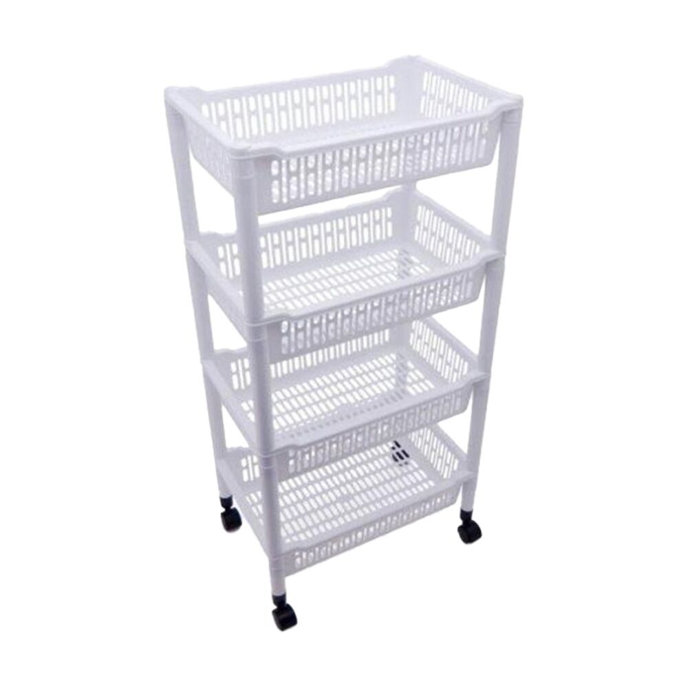 Braz 4 Level Plastic Storage Cart Trolley W/ Wheels 45x33x98cm Assorted