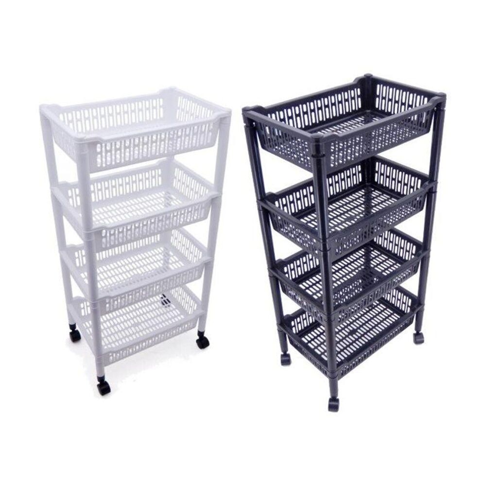 Braz 4 Level Plastic Storage Cart Trolley W/ Wheels 45x33x98cm Assorted