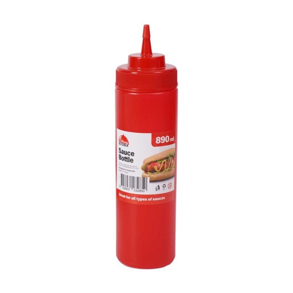 4PK Culinary Kitchen Plastic Squeeze Bottle Sauce Dispenser 850ml Red