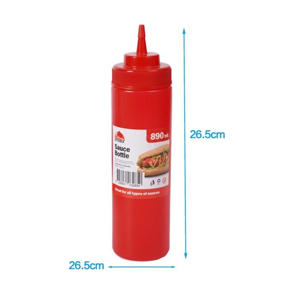 8PK Culinary Kitchen Plastic Squeeze Bottle Sauce Dispenser 850ml Red
