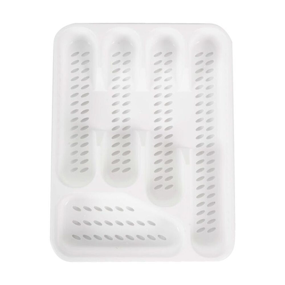 Culinary Kitchen 5 Compartment Plastic Cutlery Storage Tray 25x33cm White