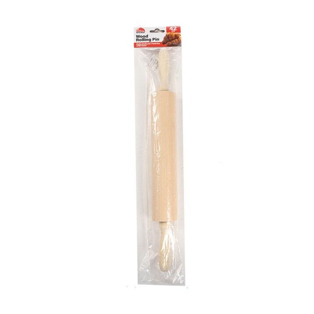6PK Culinary Kitchen Wooden Rolling Pin W/ Handles Pastry Baking Tool 42cm