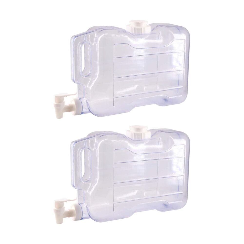 2PK Braz Plastic Water Drinking Dispenser W/ Tap Screw Cap & Carry Handle 4L