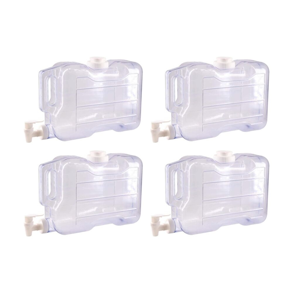 4PK Braz Plastic Water Drinking Dispenser W/ Tap Screw Cap & Carry Handle 4L