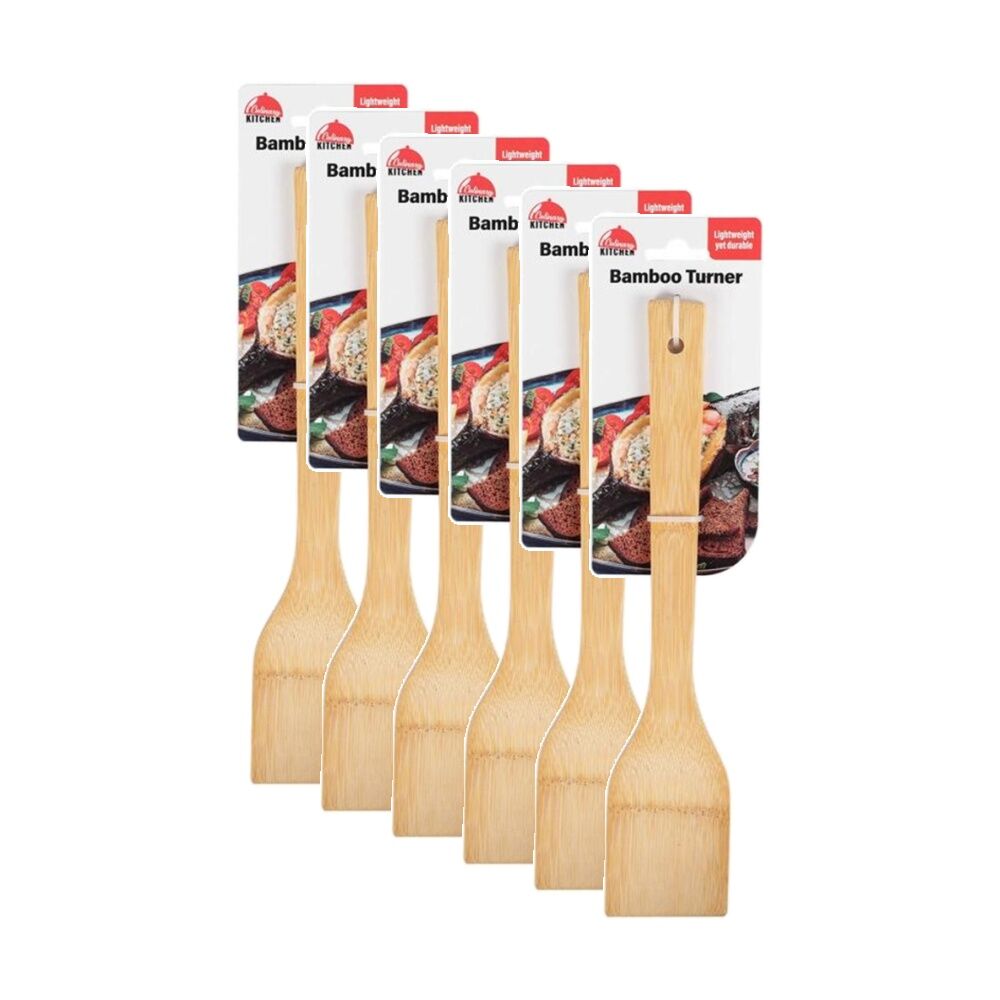 6PK Culinary Kitchen Bamboo Turner W/ Hanging Hole Cooking Utensil 30cm
