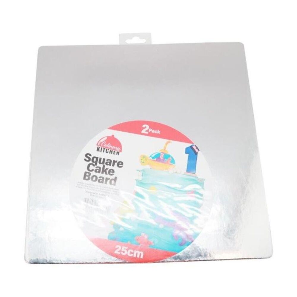 12x 2pc Culinary Kitchen Square Presentation Base Cake Boards 25x0.3cm White