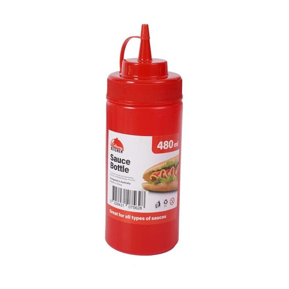 4PK Culinary Kitchen Plastic Squeeze Bottle Sauce Dispenser 480ml Red