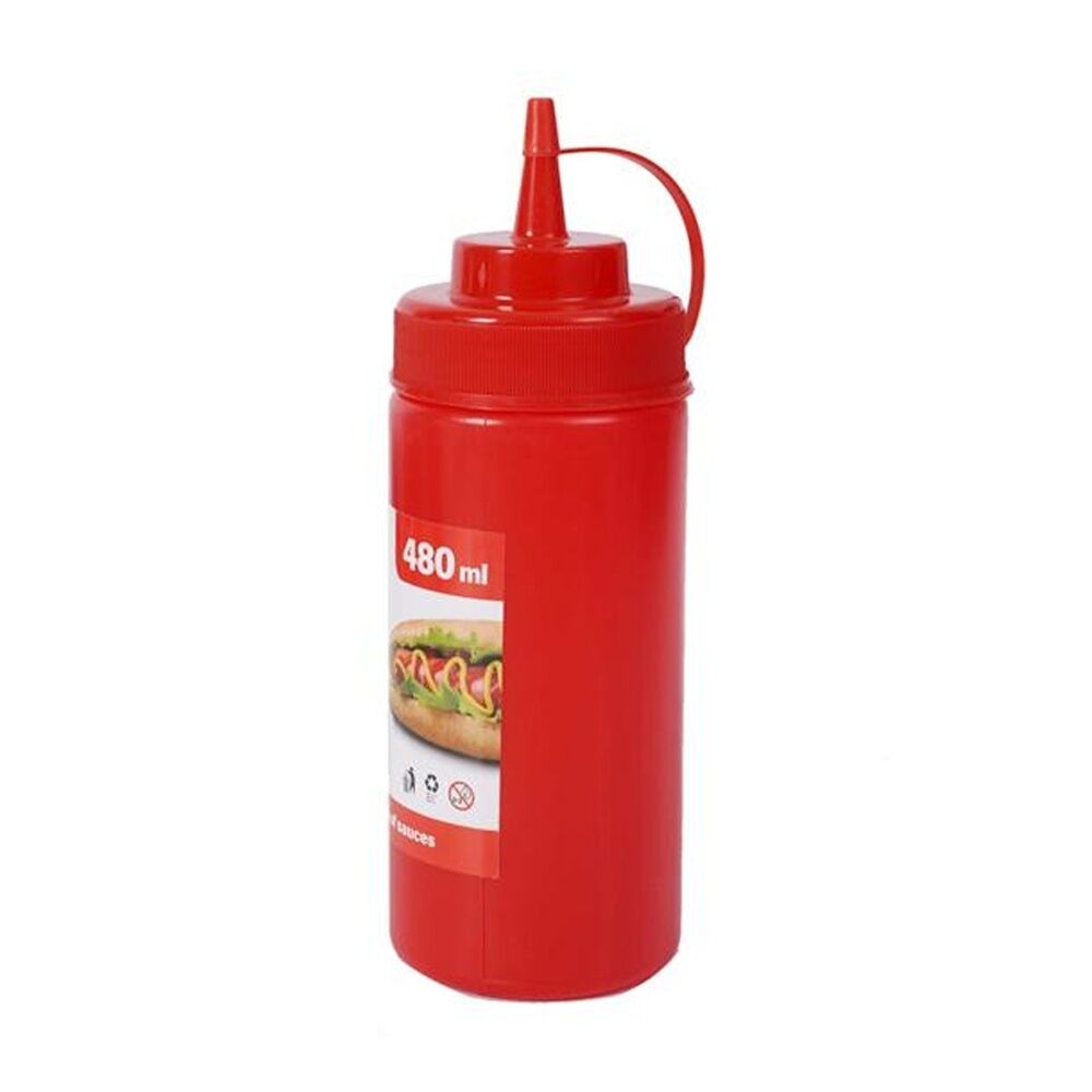 4PK Culinary Kitchen Plastic Squeeze Bottle Sauce Dispenser 480ml Red