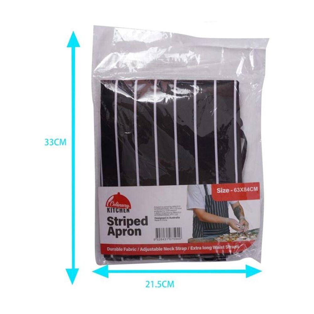 6PK Braz Polyester Kitchen & Dining Apron Black/White Stripes