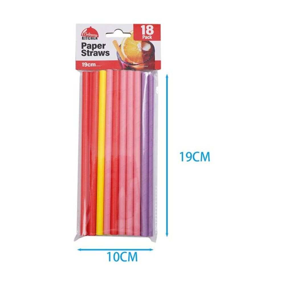12x 18pc Braz Paper Drinking Straws Set Party Supplies 19cm Multi Colour