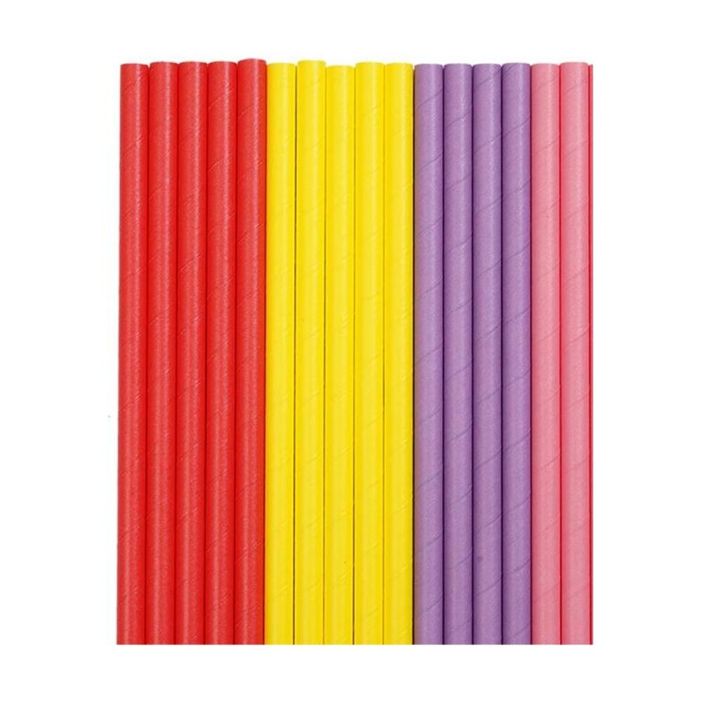 12x 18pc Braz Paper Drinking Straws Set Party Supplies 19cm Multi Colour