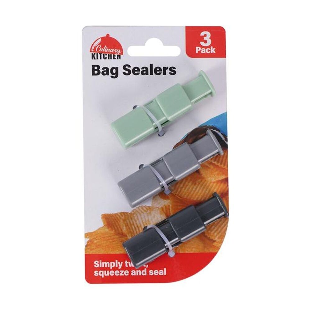 12x 3pc Braz Reusable Food Storage Bag Sealers 15cm Multi Colour