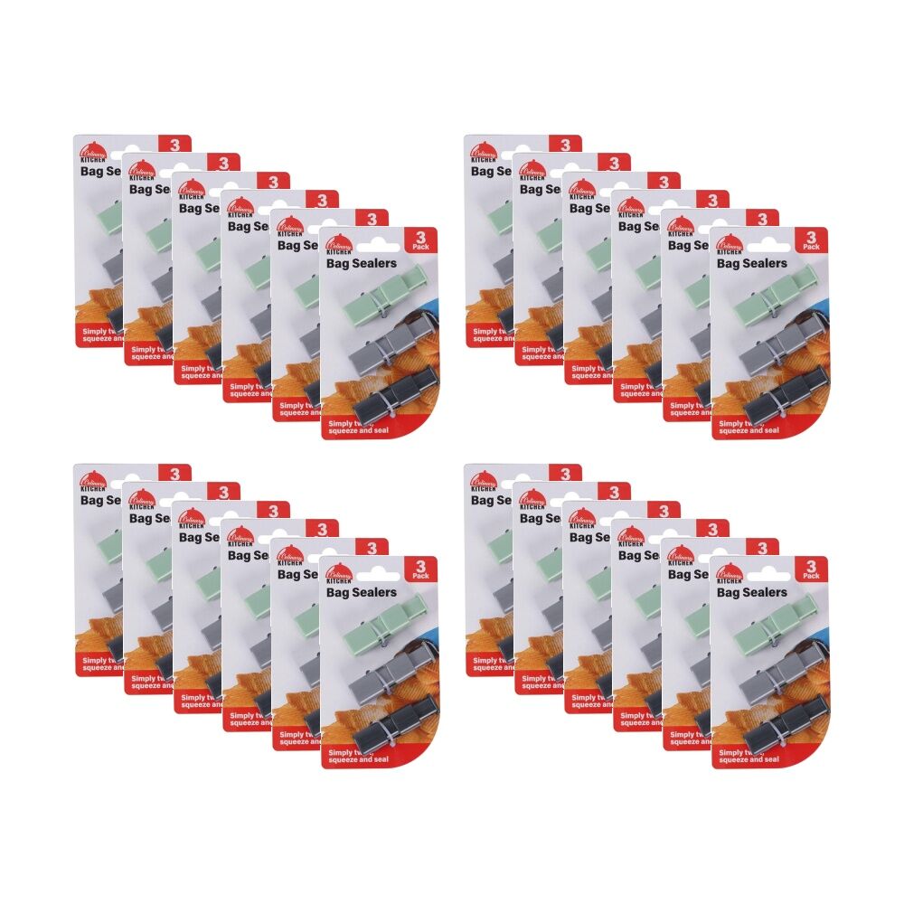 24x 3pc Braz Reusable Food Storage Bag Sealers 15cm Multi Colour