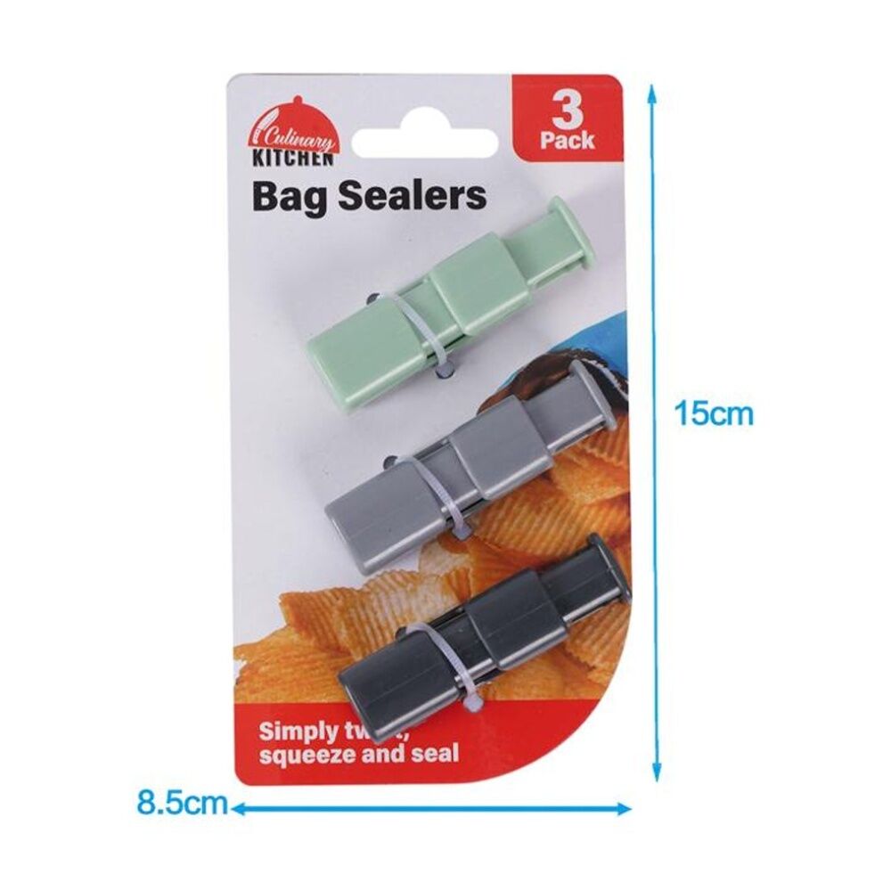 24x 3pc Braz Reusable Food Storage Bag Sealers 15cm Multi Colour