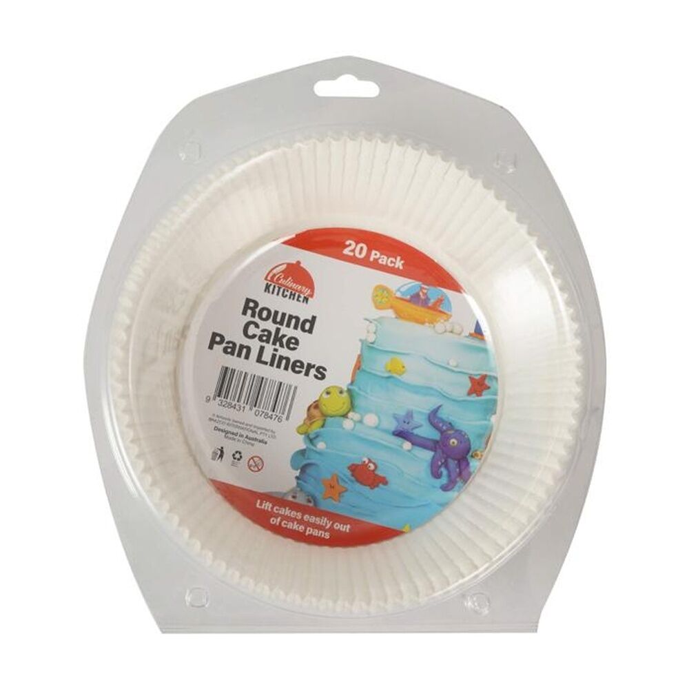 6x 20pc Braz Round Cake Pan Liners W/ Fluted Edge Baking Accessories 24cm White