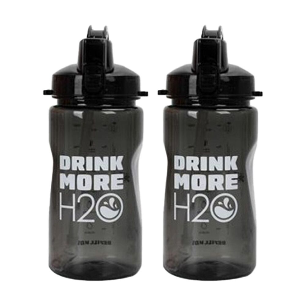 2PK Braz PETG Drink More H20 Water Drinking Bottle 1L Assorted