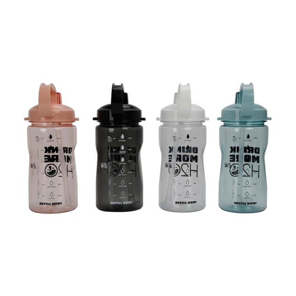 2PK Braz PETG Drink More H20 Water Drinking Bottle 1L Assorted