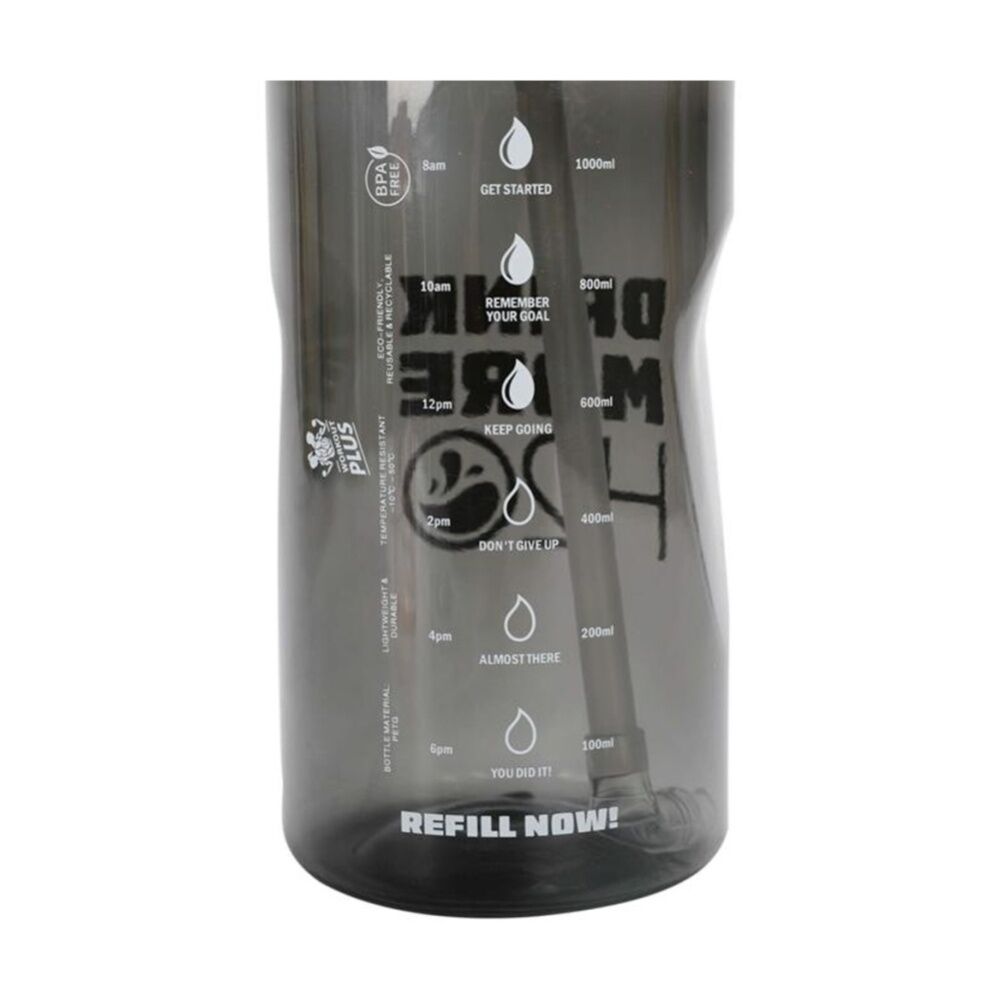 2PK Braz PETG Drink More H20 Water Drinking Bottle 1L Assorted