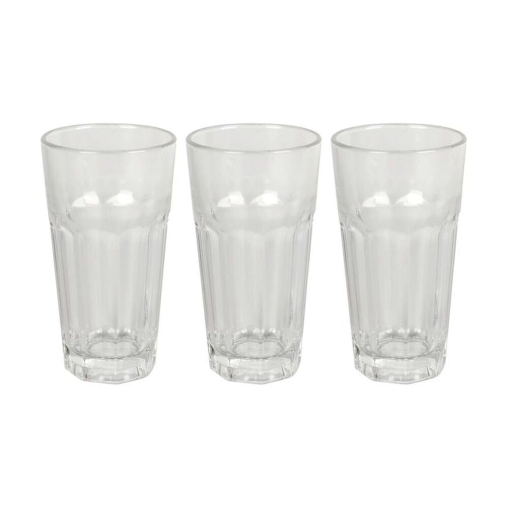 4x 3pc Culinary Kitchen Drinking Glass Tumblers W/ Vertical Ridges 325ml Clear