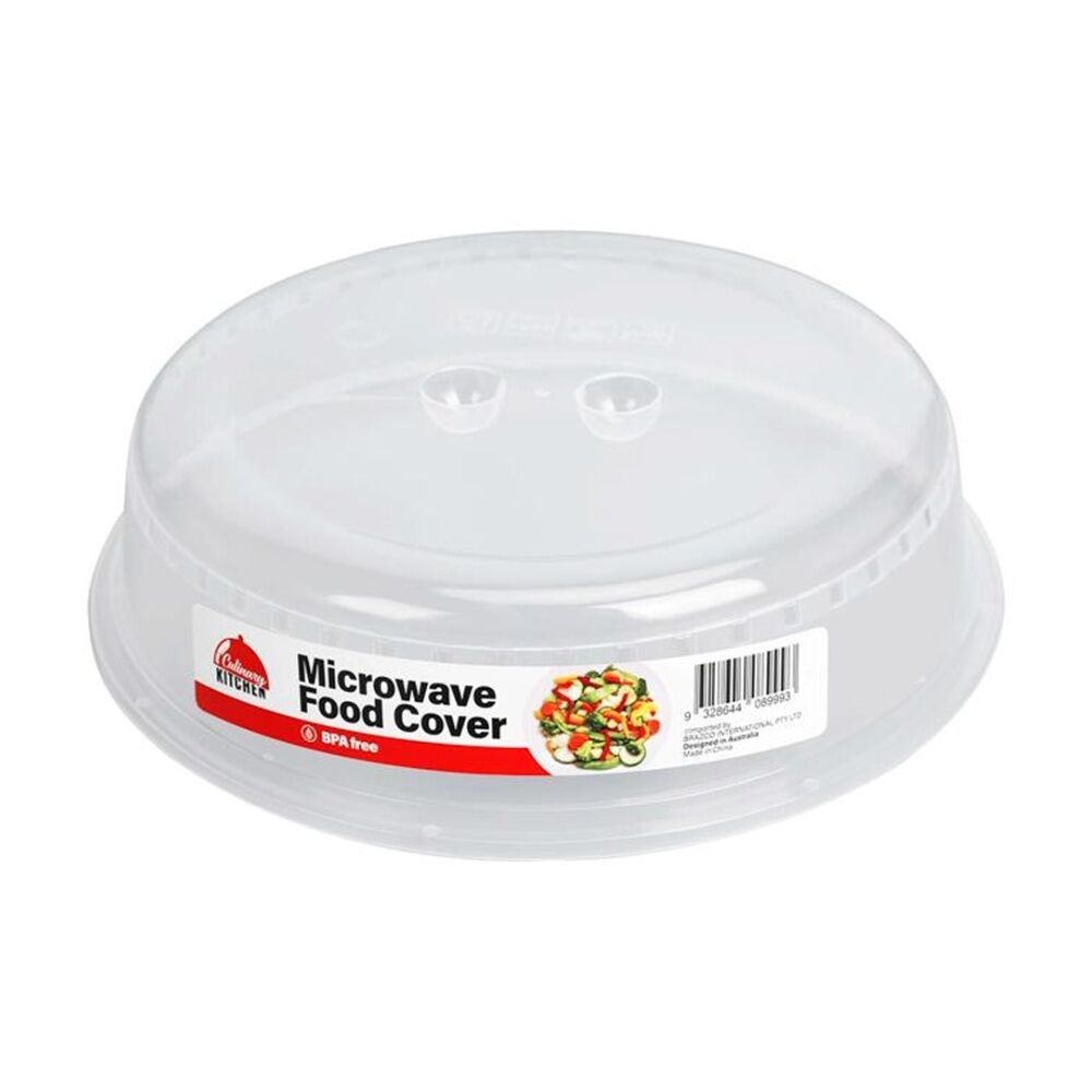 2PK Culinary Kitchen Plastic Vented Microwave Food Cover Lid 27cm Clear