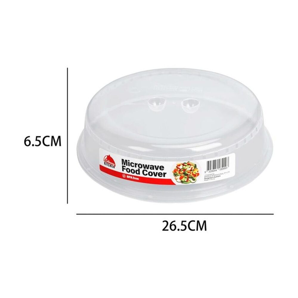 2PK Culinary Kitchen Plastic Vented Microwave Food Cover Lid 27cm Clear