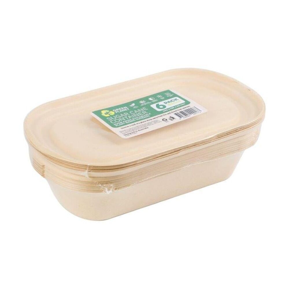 24x 6pc Braz Earth Friendly Takeaway Containers W/ Lids Tableware 800ml