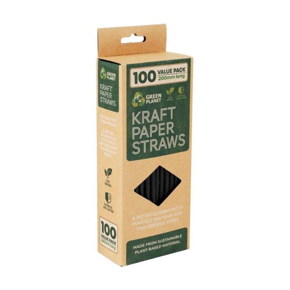 12x 100pc Braz Earth Friendly Biodegradable Kraft Paper Straws 20cm Assorted