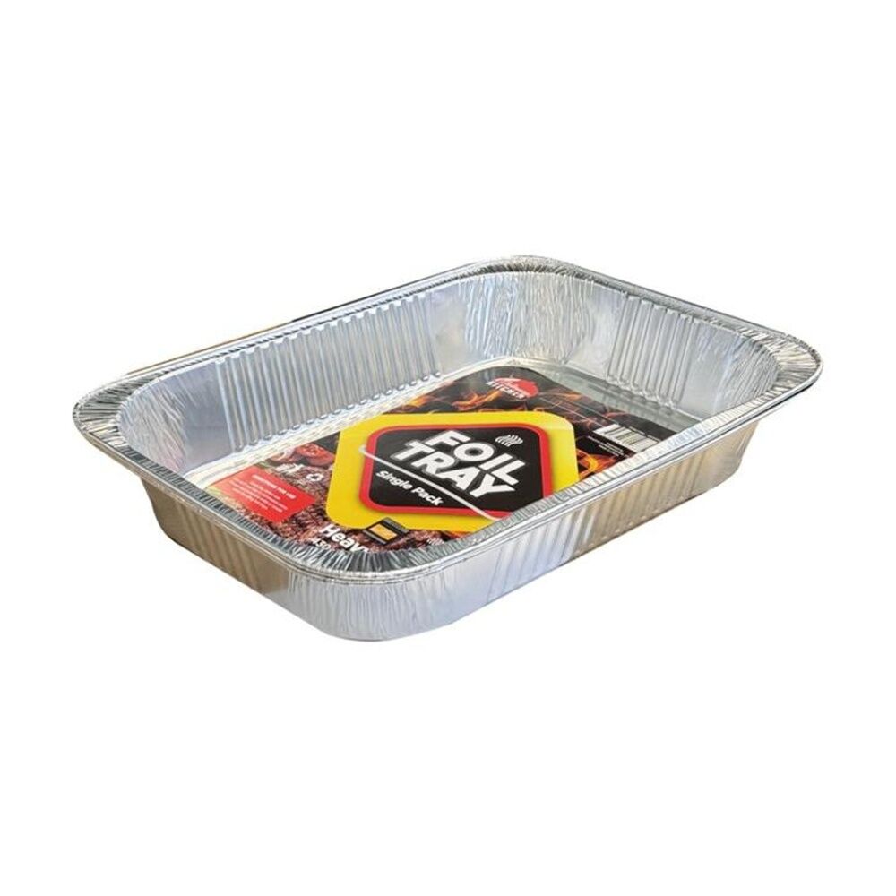 24PK Braz Aluminium Foil Disposable Rectangle Tray 46x34x6cm Silver