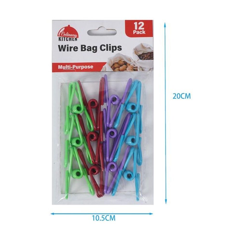6x 12pc Braz Reusable Food Storage Seal Wire Bag Clips 8x6cm Multi Colour