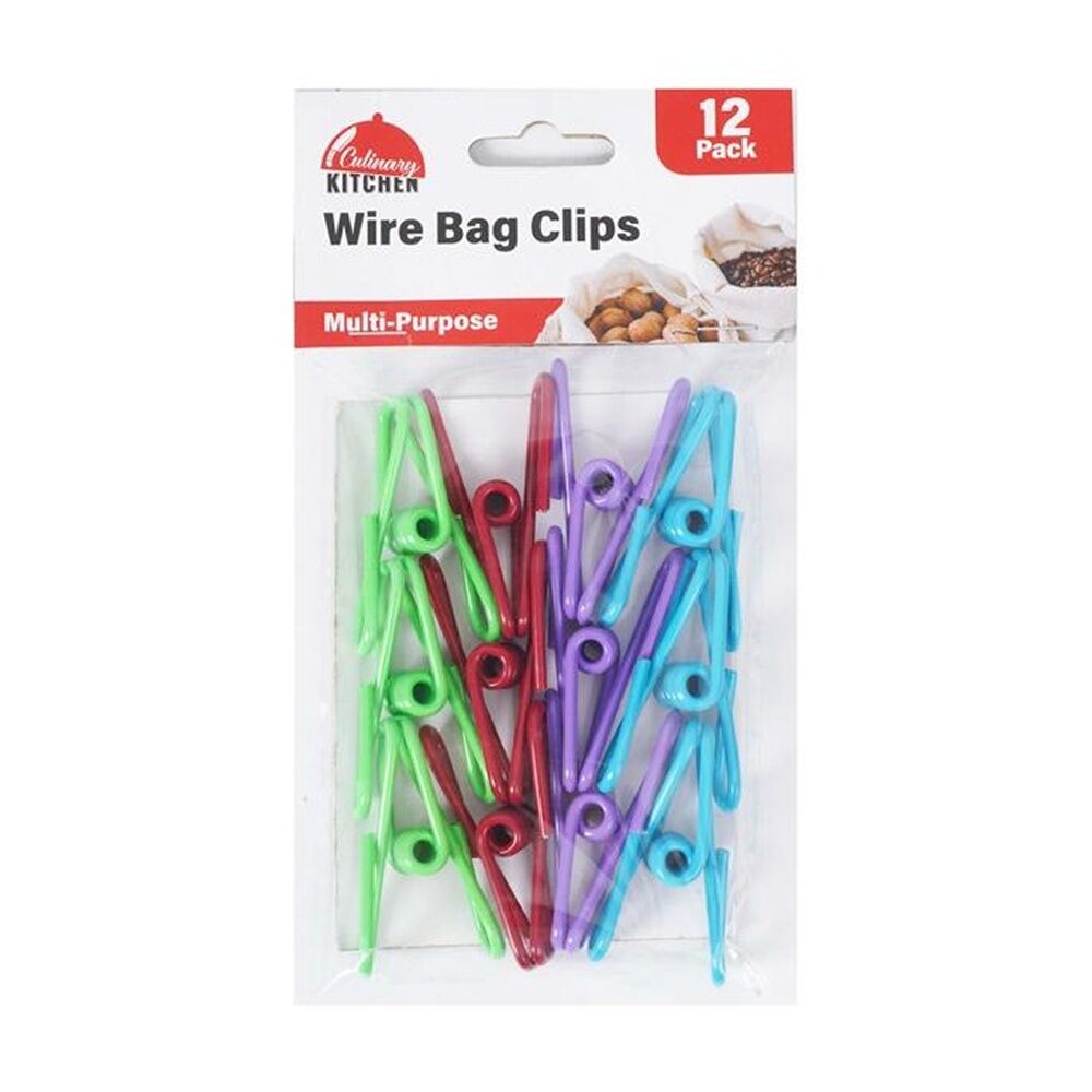 6x 12pc Braz Reusable Food Storage Seal Wire Bag Clips 8x6cm Multi Colour