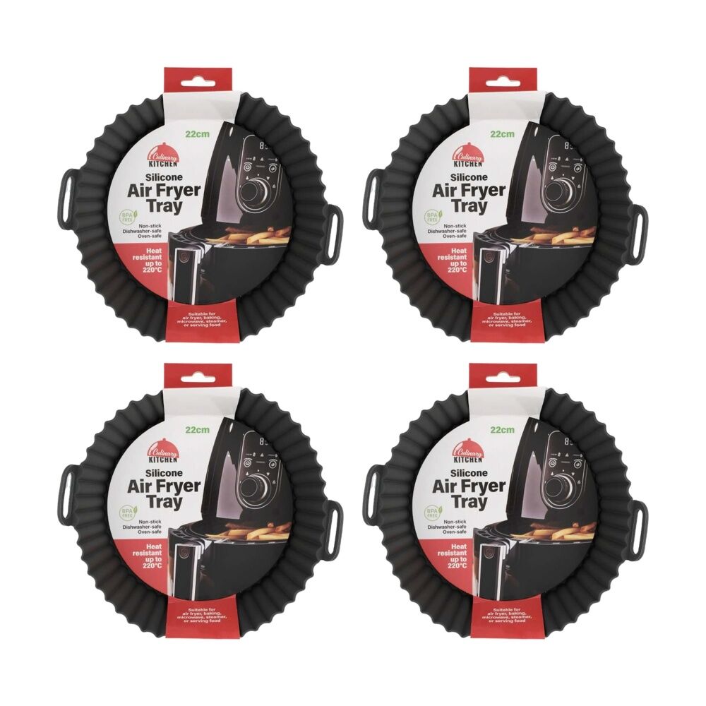 4PK Braz Round Silicone Non-Stick Heat Resistant Air Fryer Liner 22cm