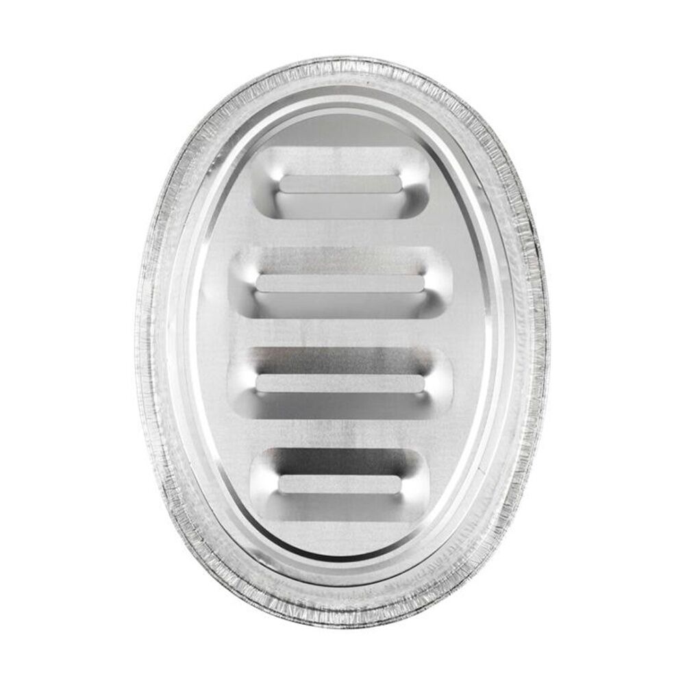 6x 3pc Braz Aluminium Foil Disposable Oval Trays 46x35x8cm Silver