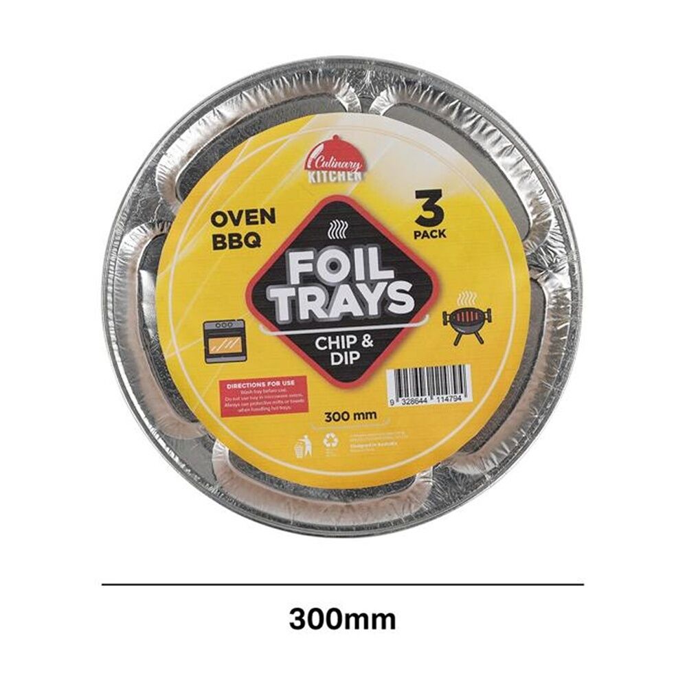 24x 3pc Braz Aluminium Foil Disposable Chip n Dip Trays Serveware 30cm Silver