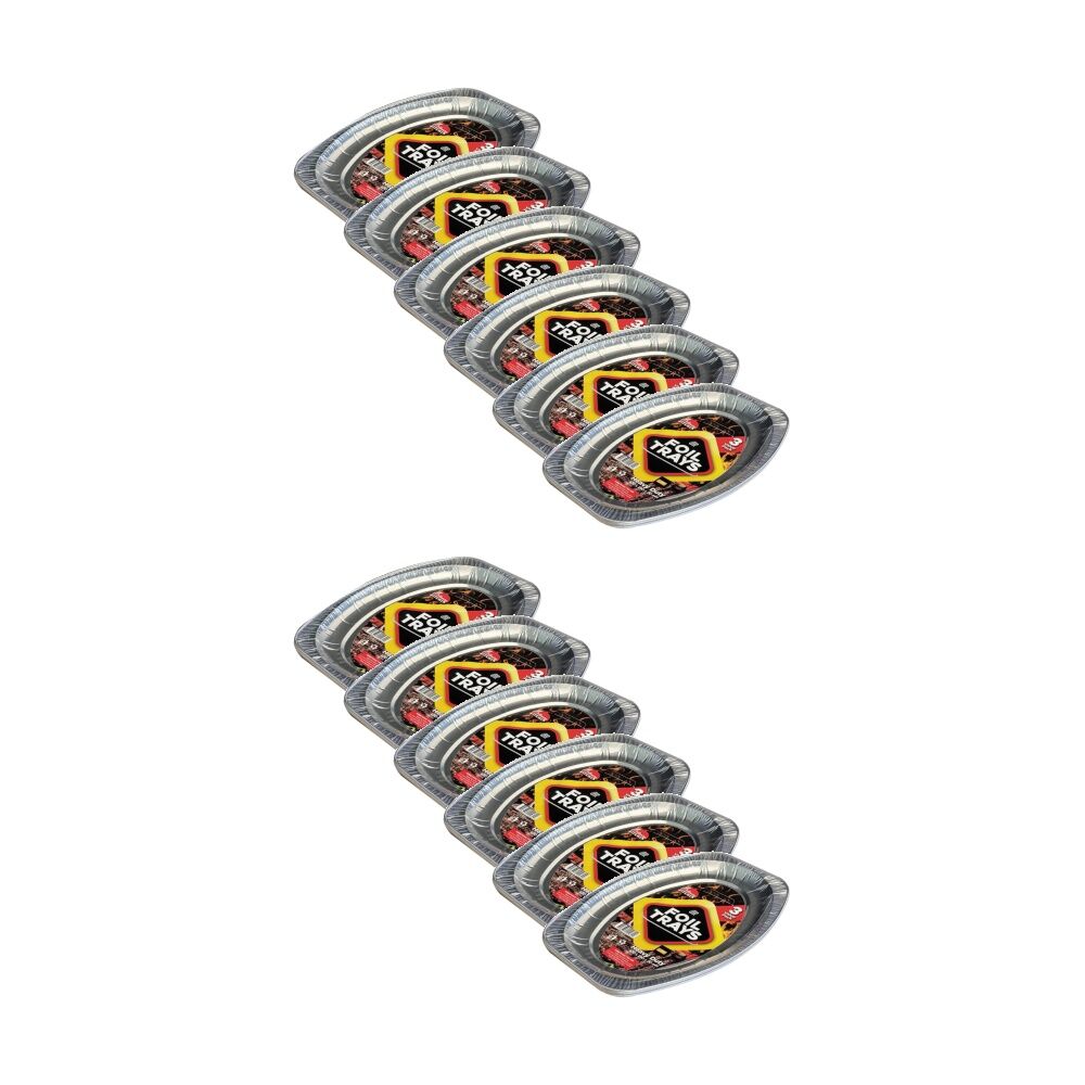 12PK Braz Aluminium Foil Disposable Oval Trays Serveware 42x28cm Silver
