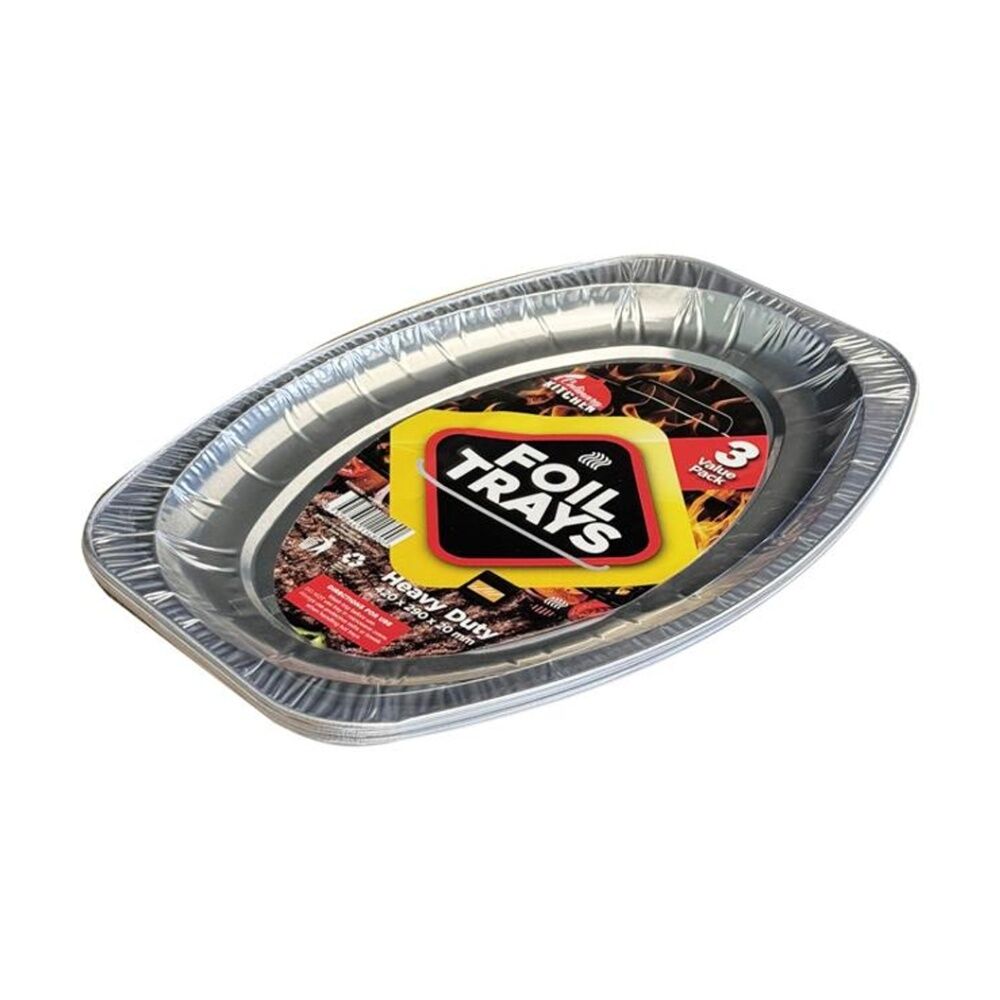 12PK Braz Aluminium Foil Disposable Oval Trays Serveware 42x28cm Silver