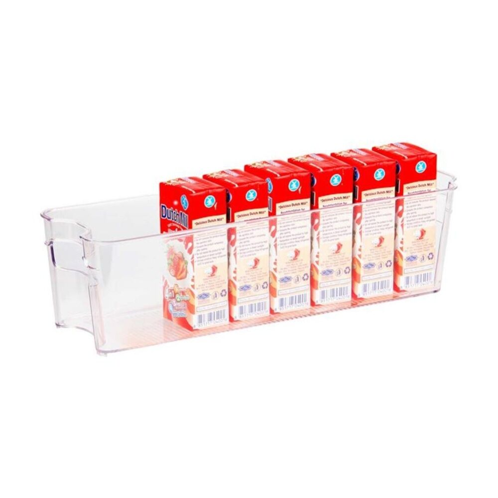 12PK Braz Clear Plastic Kitchen Organiser Narrow Stack Storage Bin