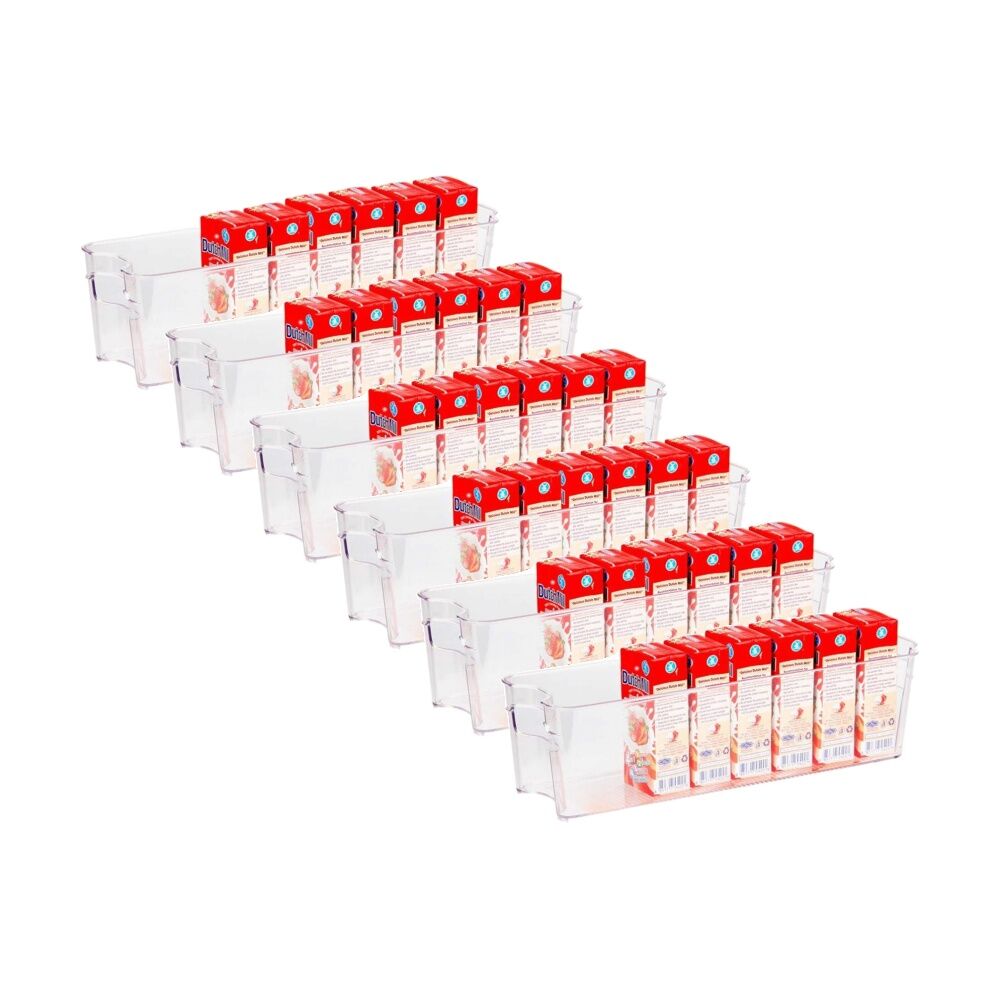 6PK Braz Clear Plastic Kitchen Organiser Narrow Stack Storage Bin